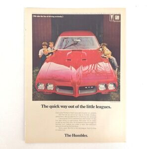 Vintage Pontiac GTO The Humbler Print Ad Muscle Car Racing Collector Decor Promo